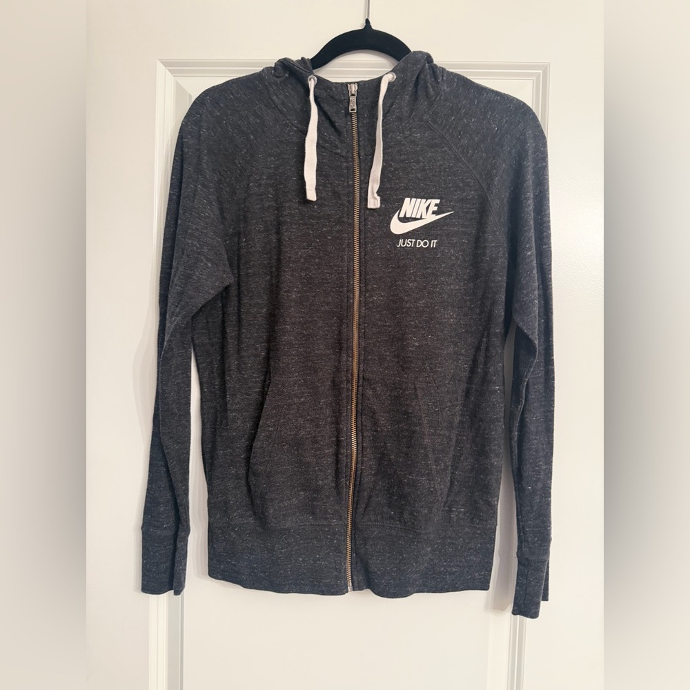 Nike Women’s Teal Zip Front Hoodie with White Drawstring